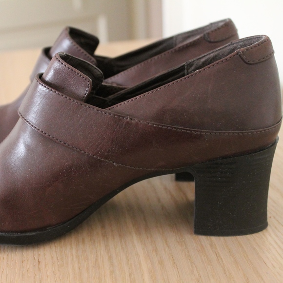 Clarks Dark Brown Block Heeled Loafers - Picture 2 of 5